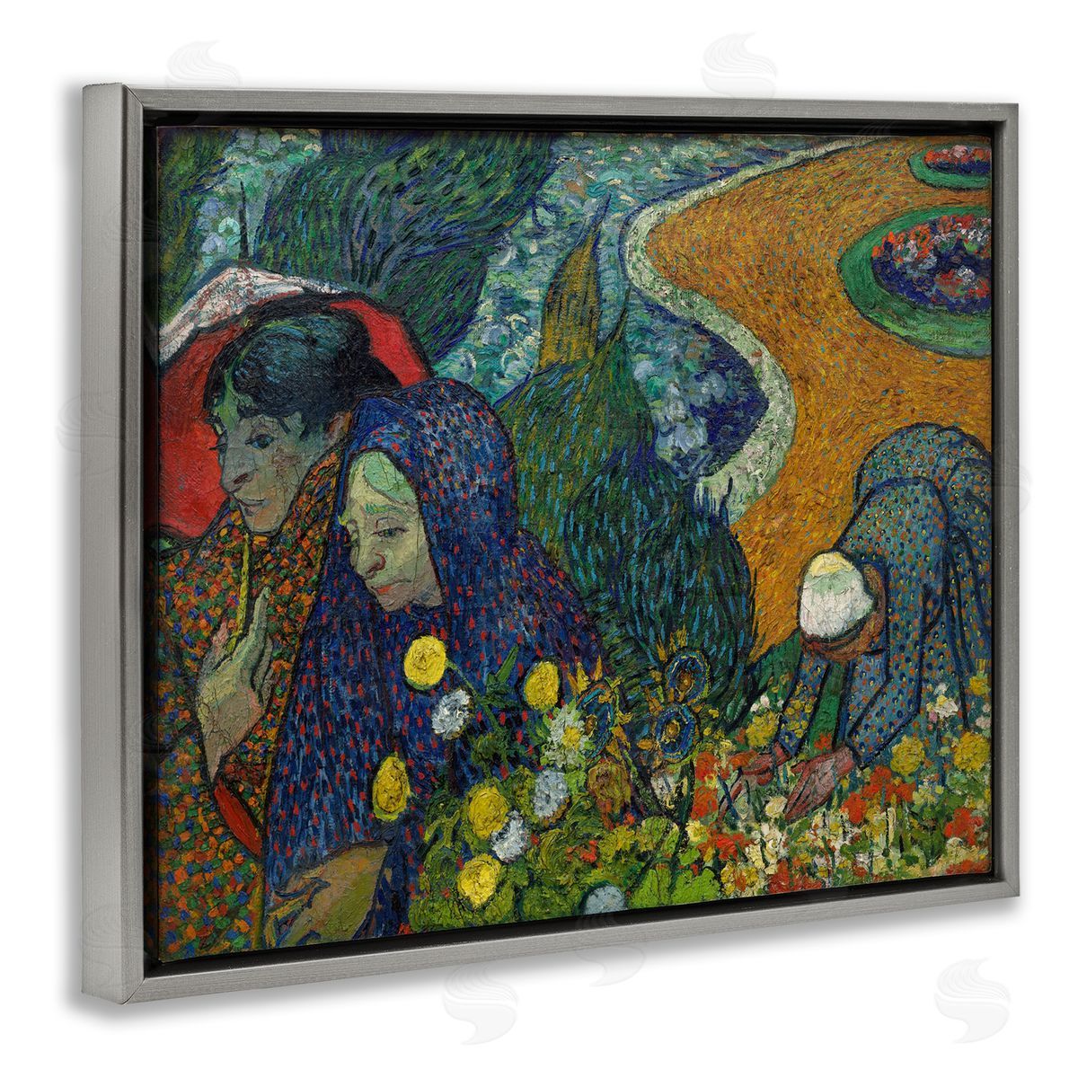 one1000paintings Van Gogh Memory of Garden at Etten Gray Floating Frame Canvas Wall Art Print