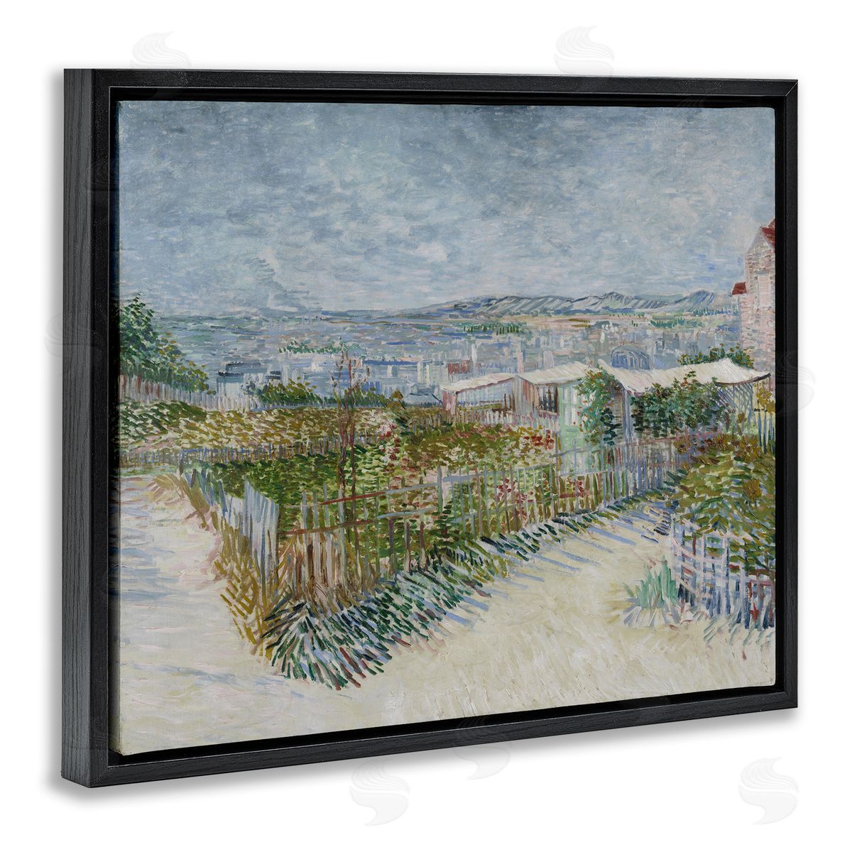one1000paintings Van Gogh Monmarte Landscape Black Floating Frame Canvas Wall Art Print