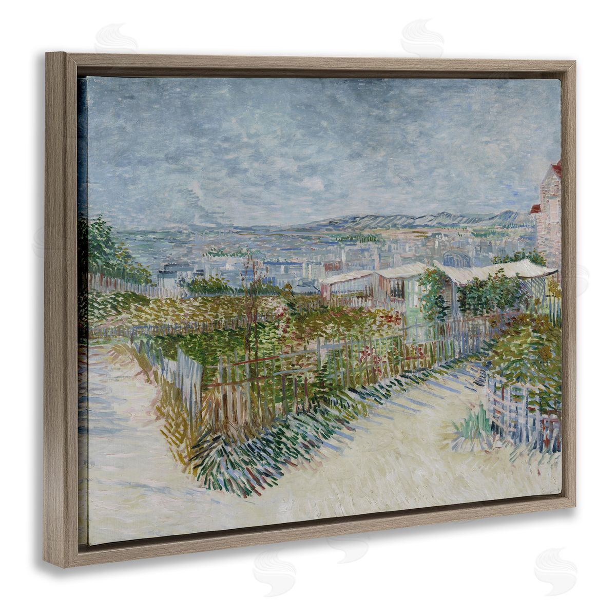 one1000paintings Van Gogh Monmarte Landscape Brown Floating Frame Canvas Wall Art Print