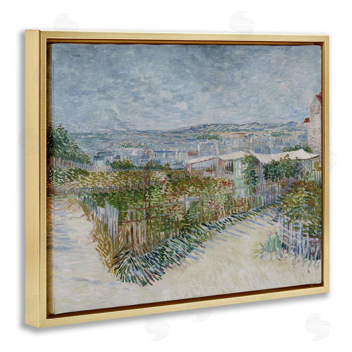 one1000paintings Van Gogh Monmarte Landscape Gold Floating Frame Canvas Wall Art Print