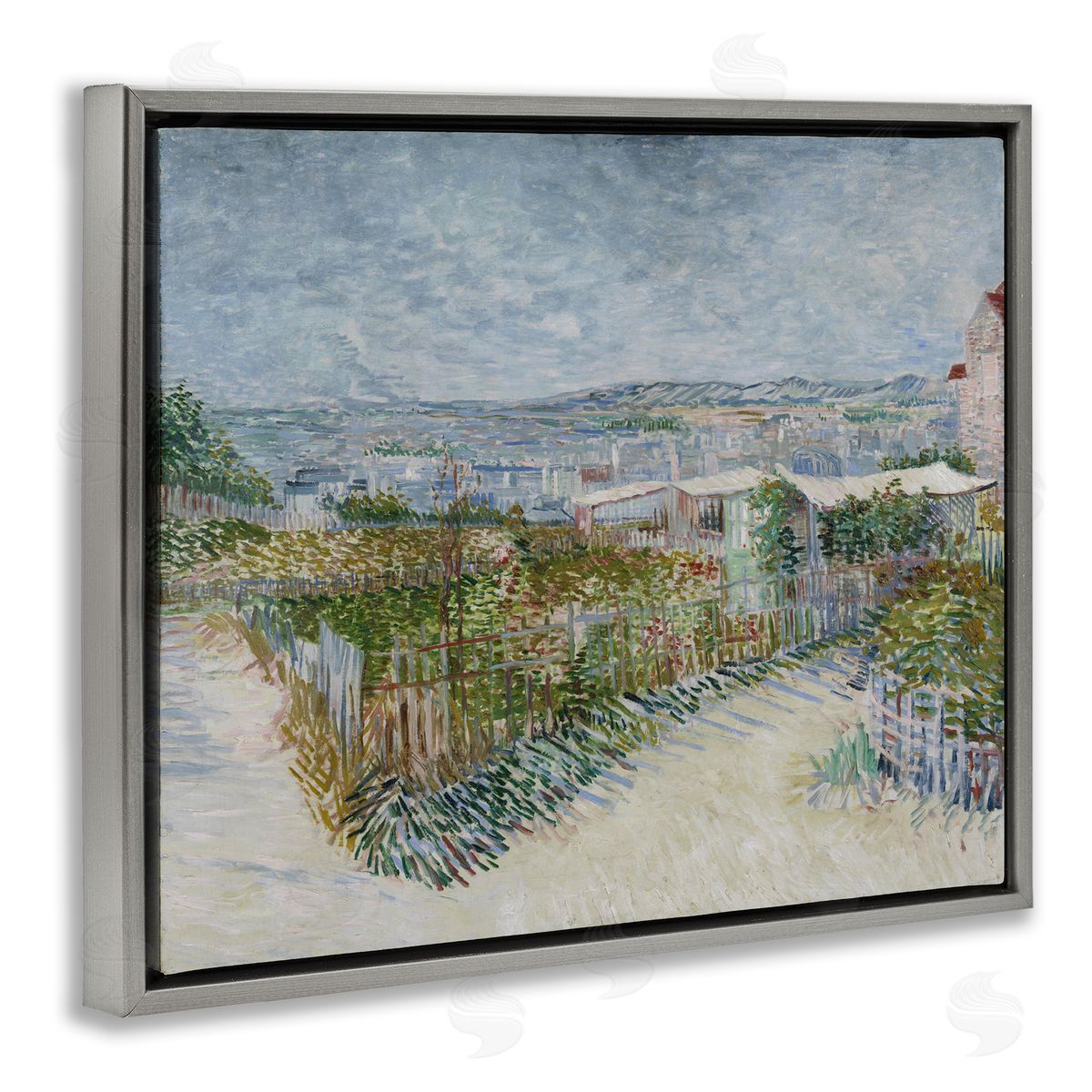 one1000paintings Van Gogh Monmarte Landscape Gray Floating Frame Canvas Wall Art Print