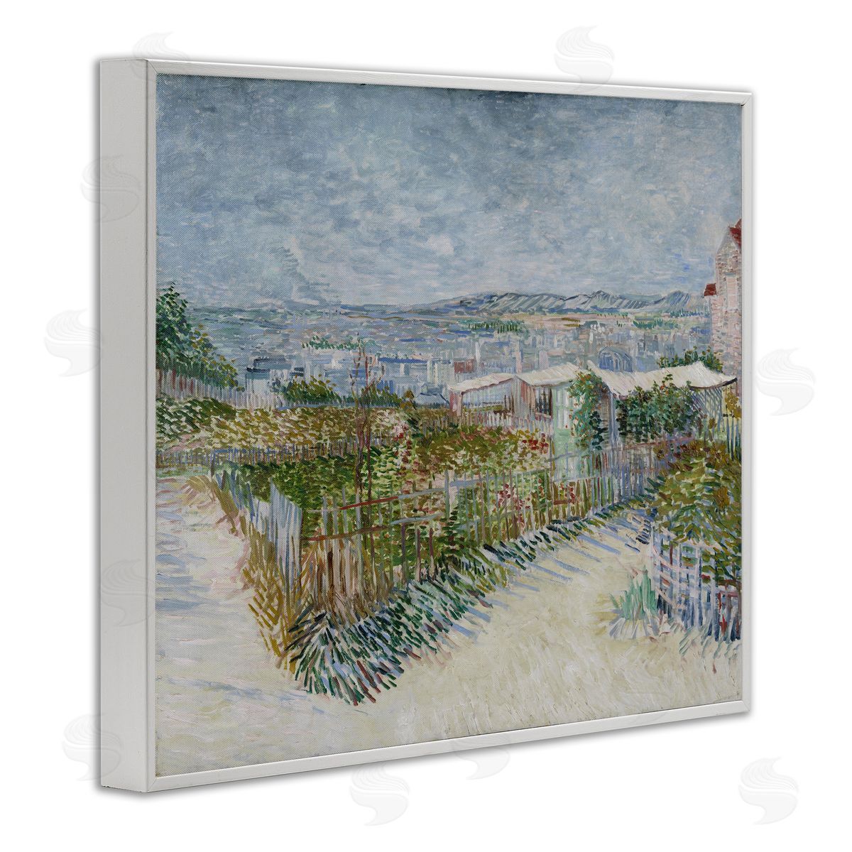 one1000paintings Van Gogh Monmarte Landscape White Framed Giclee Wall Art Print