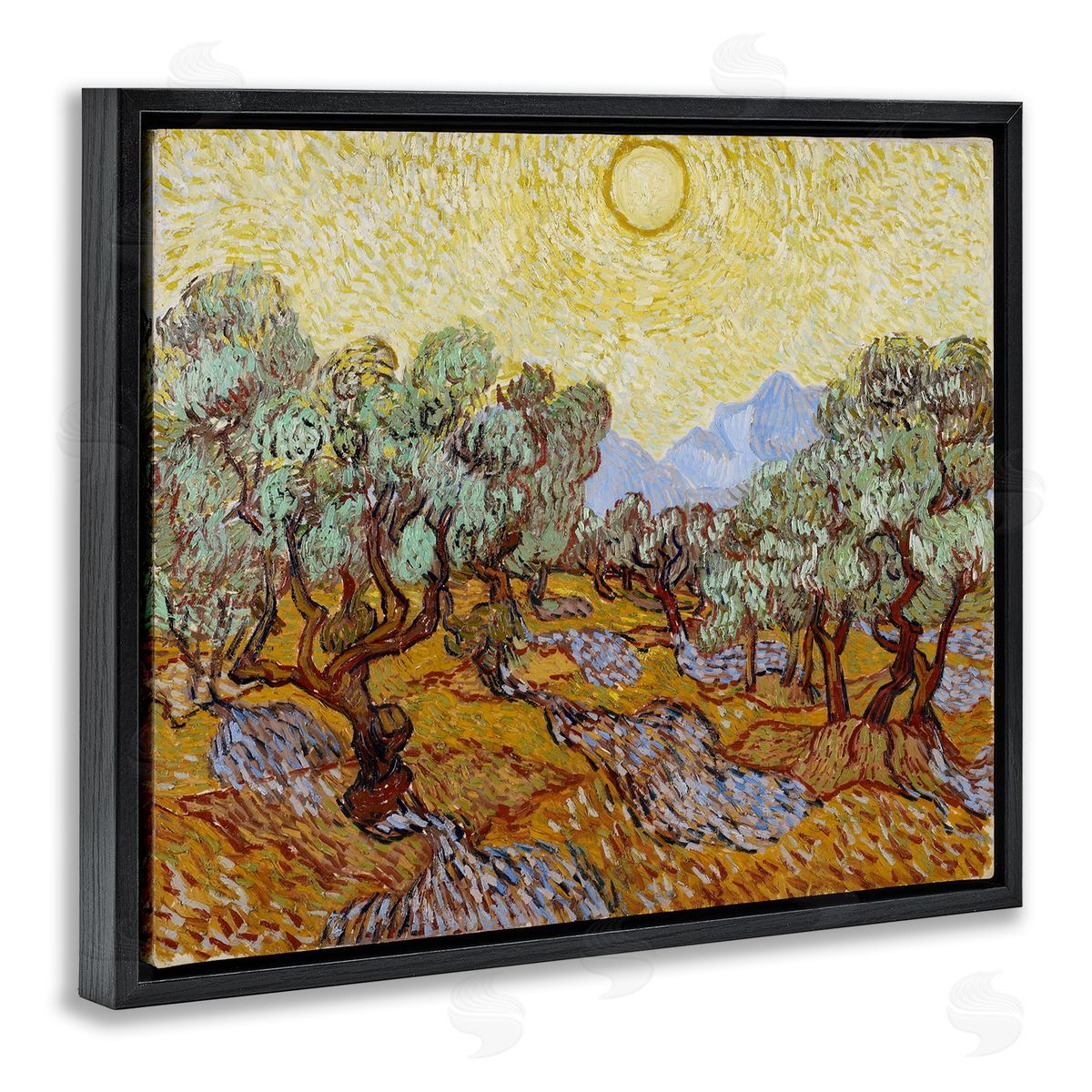 one1000paintings Classic Van Gogh Olive Trees Black Floating Frame Canvas Wall Art Print