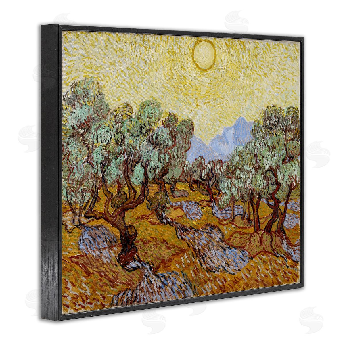 one1000paintings Classic Van Gogh Olive Trees Black Framed Giclee Wall Art Print