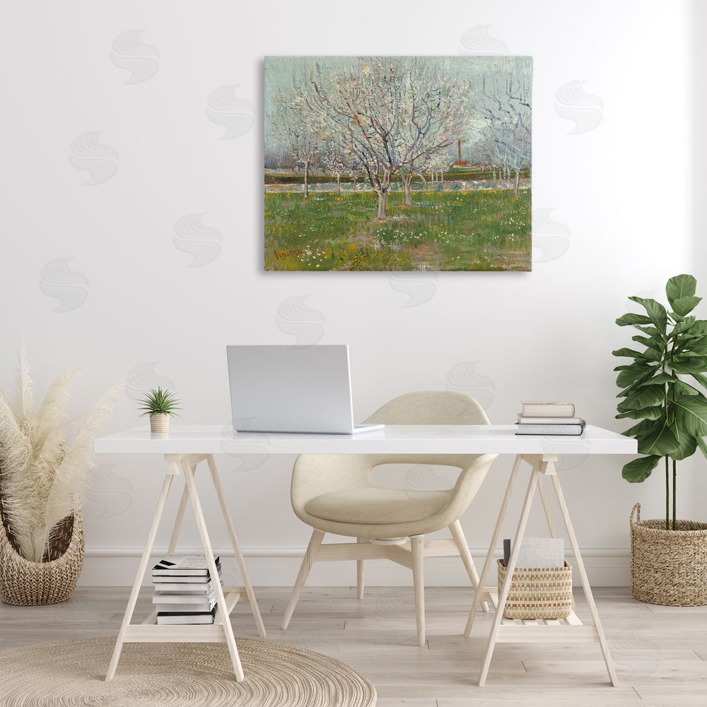 one1000paintings Van Gogh Orchard in Blossom Canvas Wall Art Print in Room