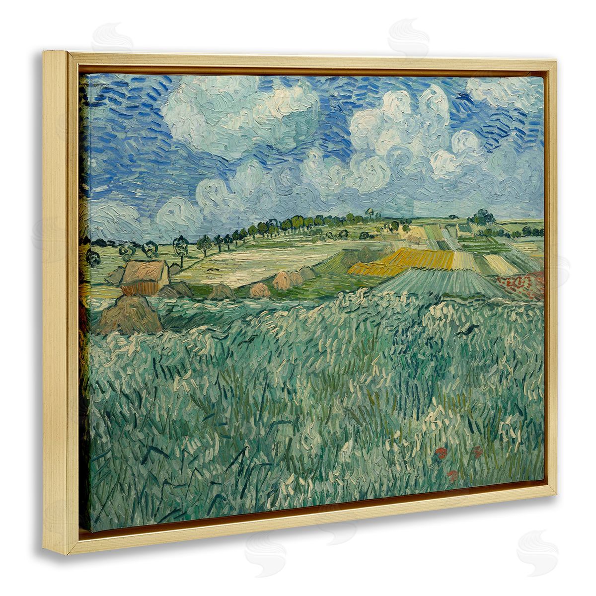 one1000paintings Classical Van Gogh Farmland Gold Floating Frame Canvas Wall Art Print