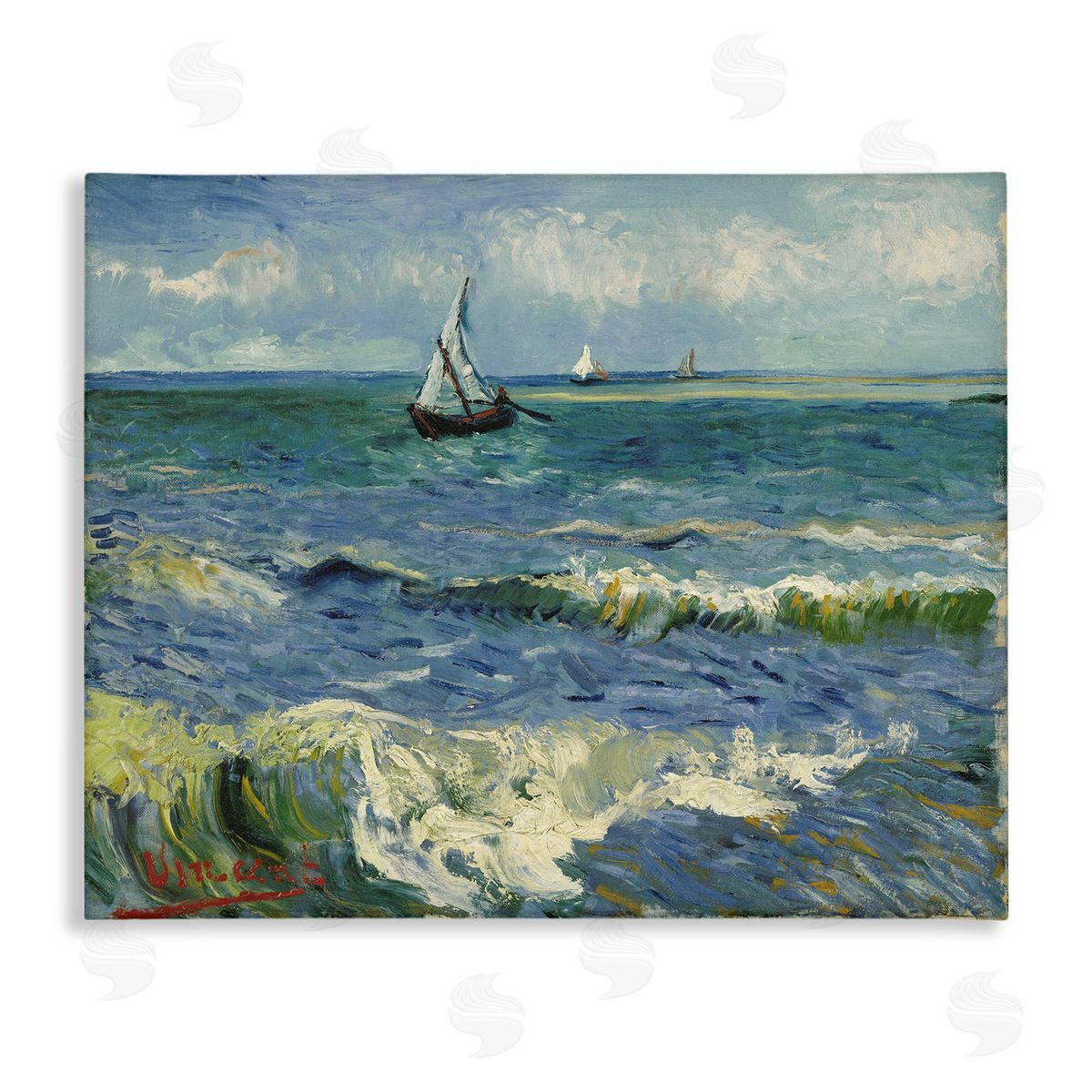 one1000paintings Classical Seascape with Boat Canvas Wall Art Print