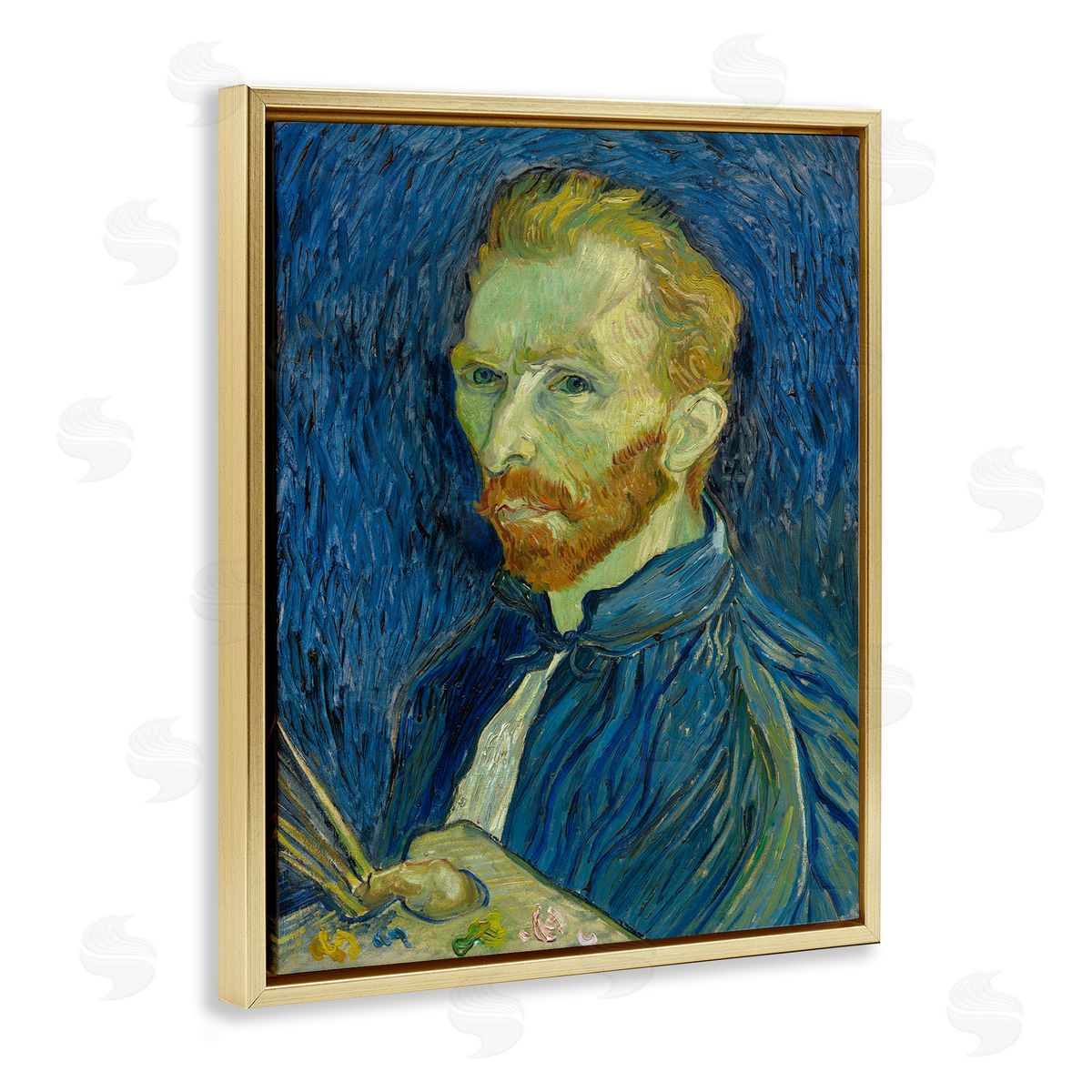 one1000paintings Van Gogh Blue Self Portrait Gold Floating Frame Canvas Wall Art Print