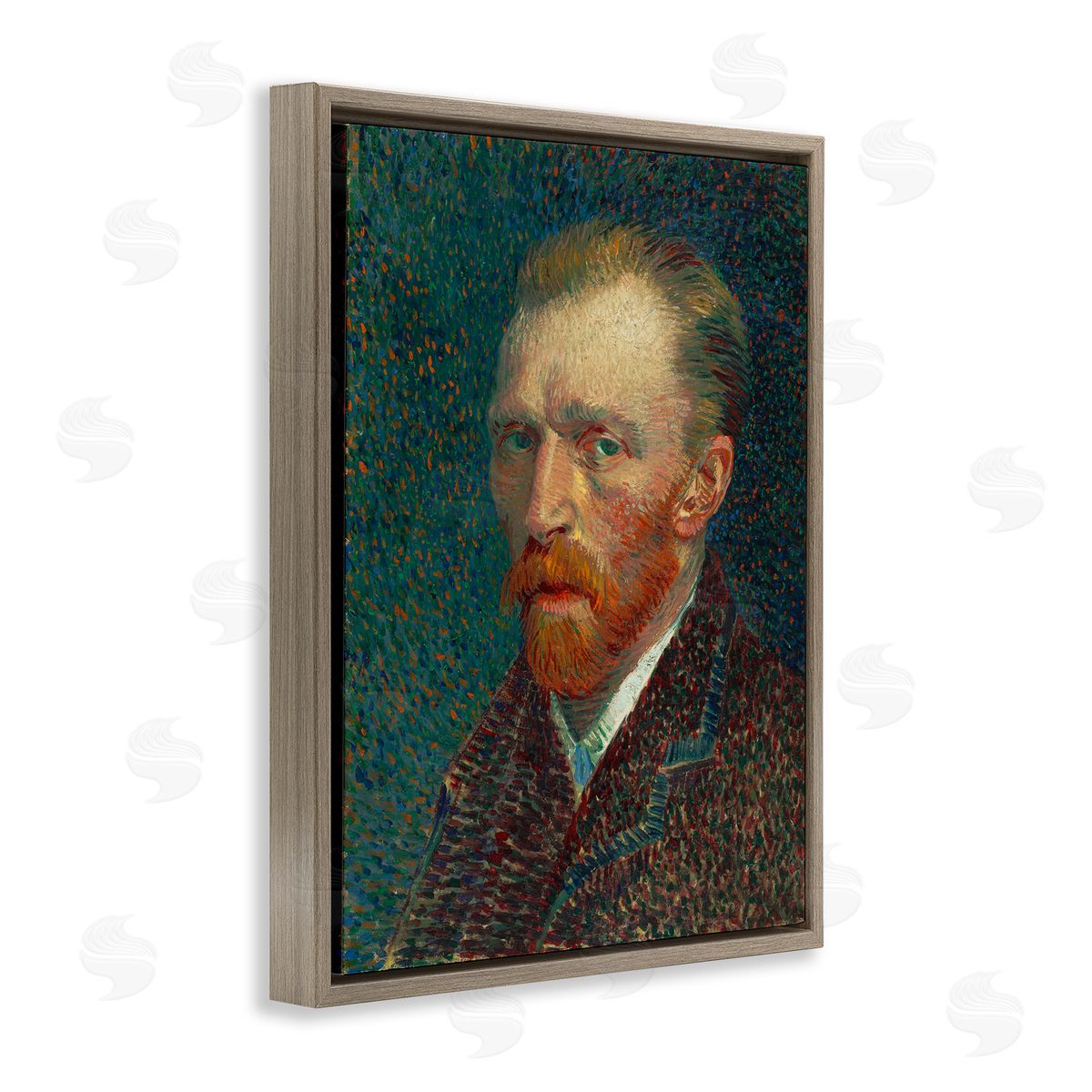 one1000paintings Van Gogh Self Portrait Brown Floating Frame Canvas Wall Art Print