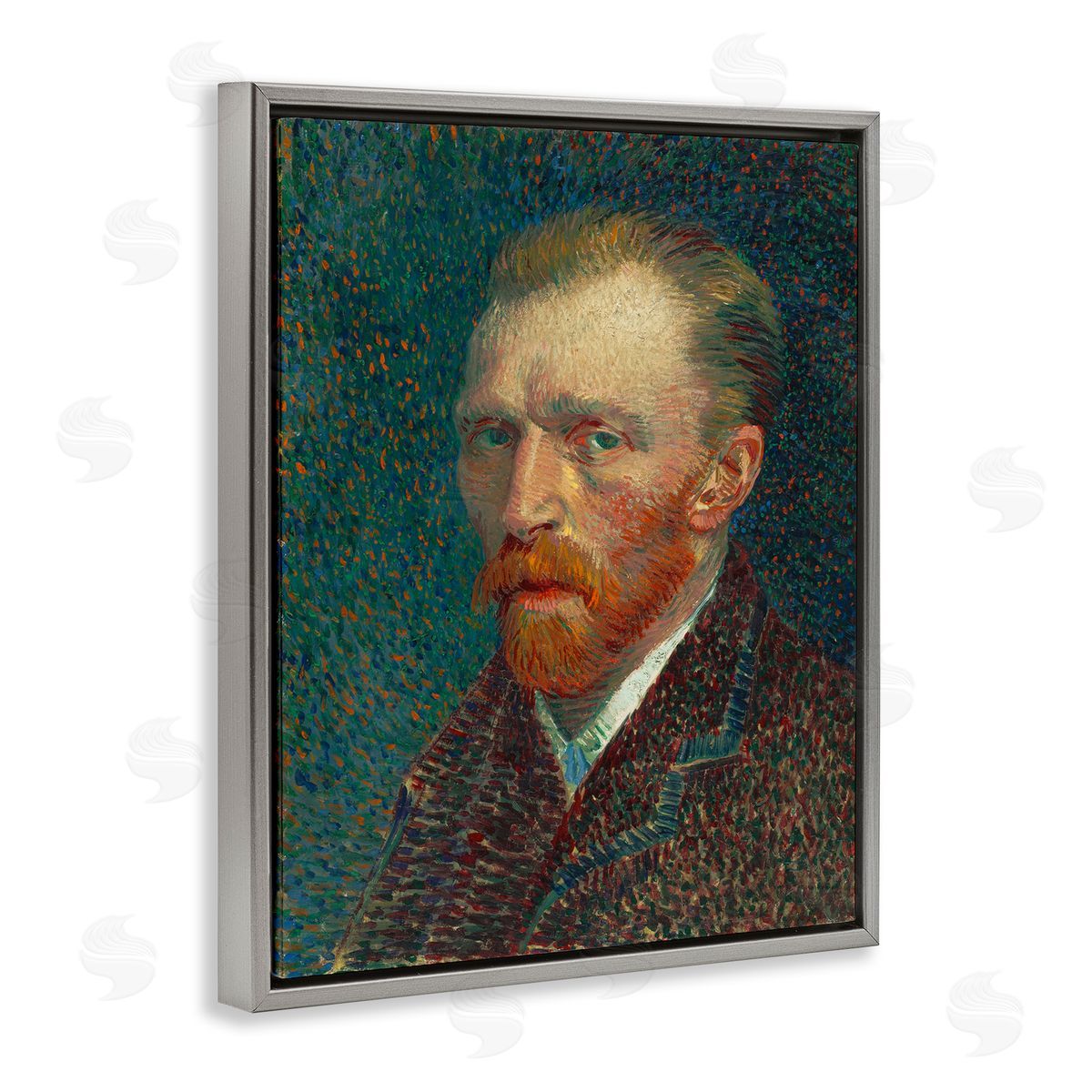 one1000paintings Van Gogh Self Portrait Gray Floating Frame Canvas Wall Art Print