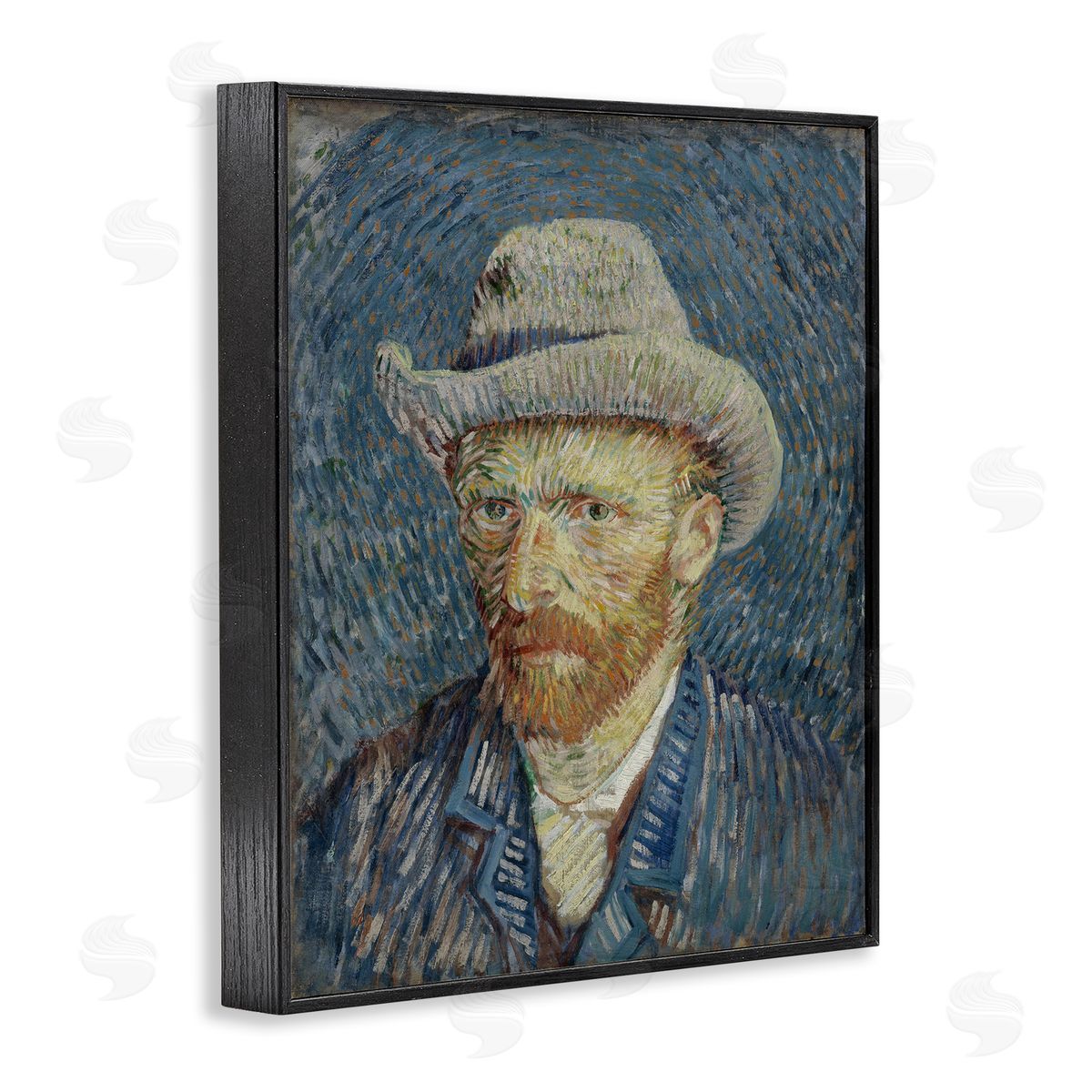 one1000paintings Van Gogh Portrait with Hat Black Framed Giclee Wall Art Print