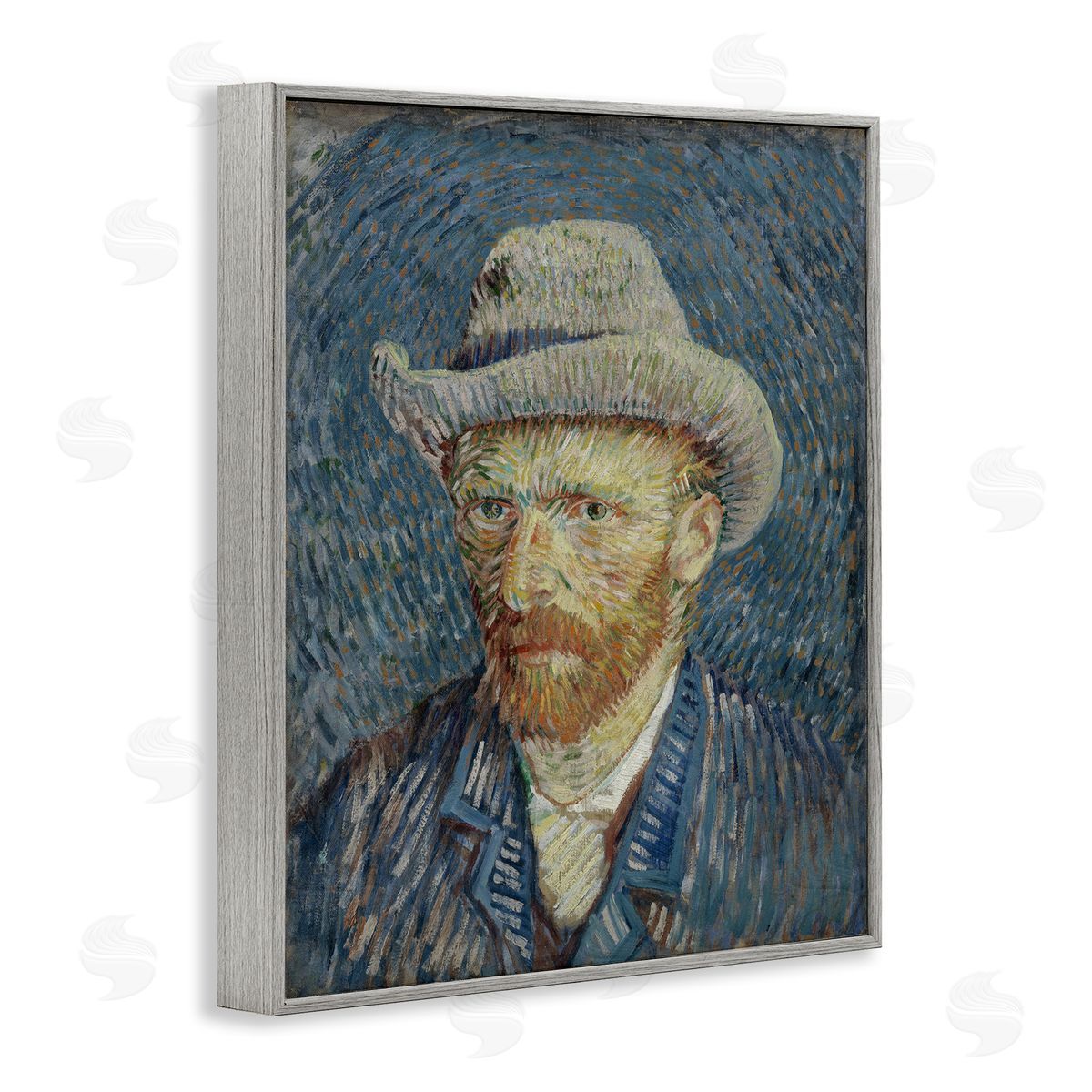 one1000paintings Van Gogh Portrait with Hat Gray Framed Giclee Wall Art Print