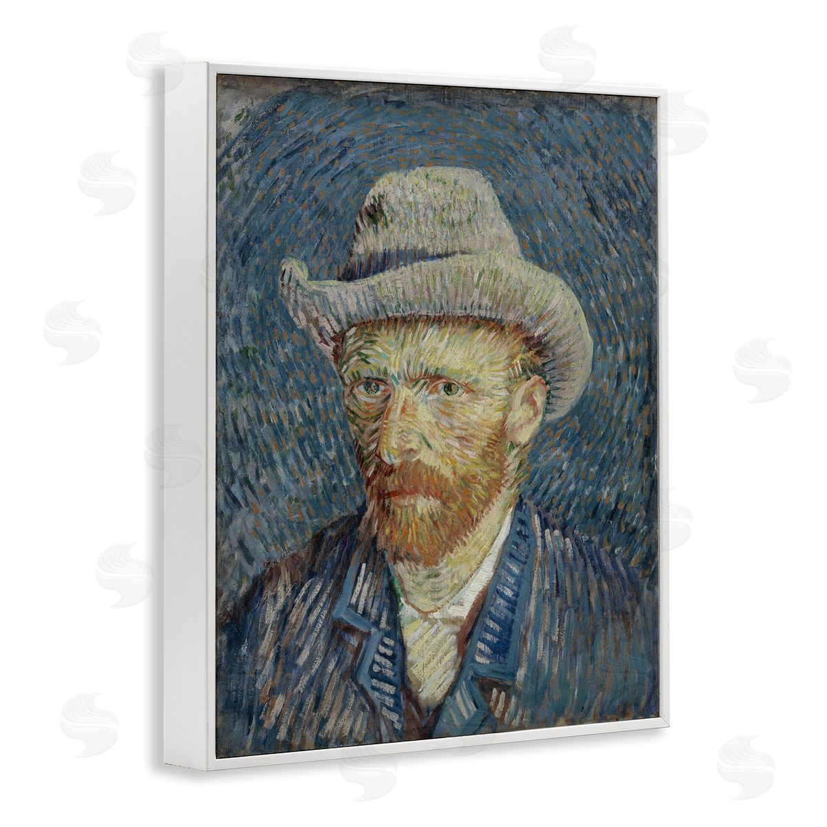 one1000paintings Van Gogh Portrait with Hat White Framed Giclee Wall Art Print