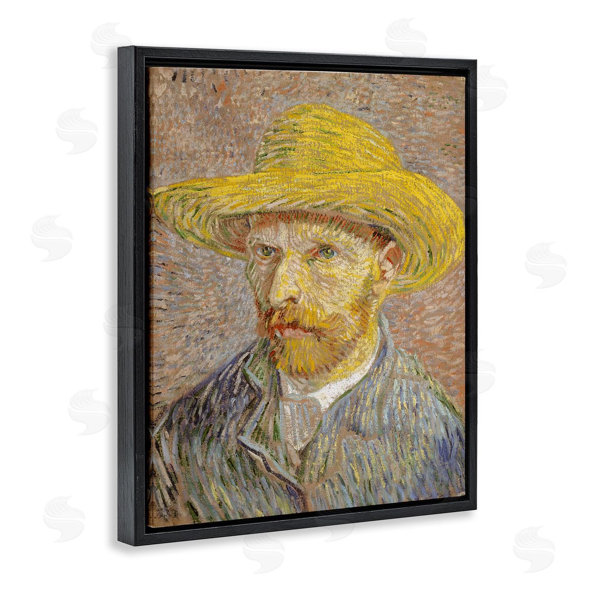 one1000paintings Van Gogh Straw Hat Portrait Black Floating Frame Canvas Wall Art Print