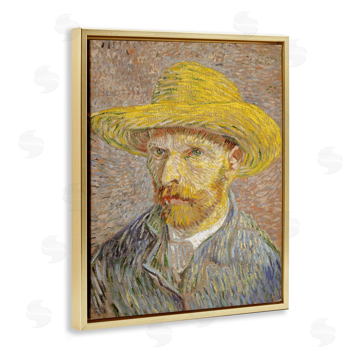 one1000paintings Van Gogh Straw Hat Portrait Gold Floating Frame Canvas Wall Art Print
