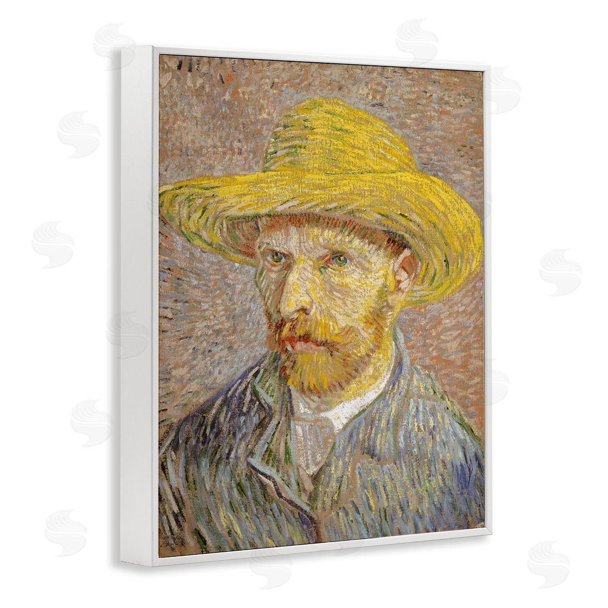 one1000paintings Van Gogh Straw Hat Portrait White Framed Giclee Wall Art Print