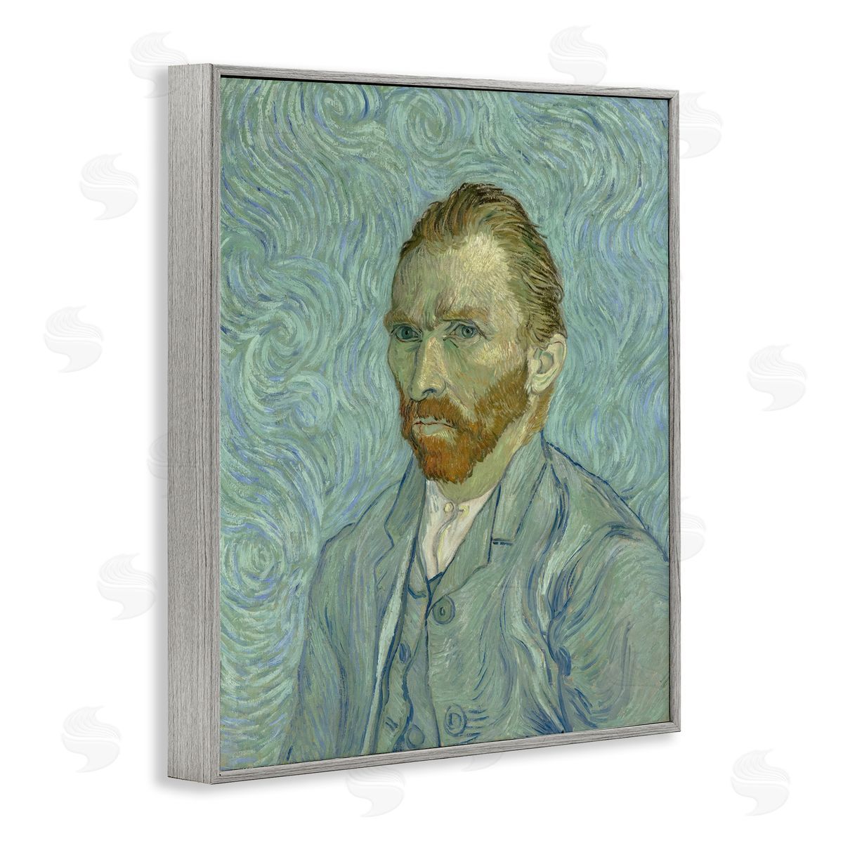 one1000paintings Van Gogh Classic Self Portrait Gray Framed Giclee Wall Art Print