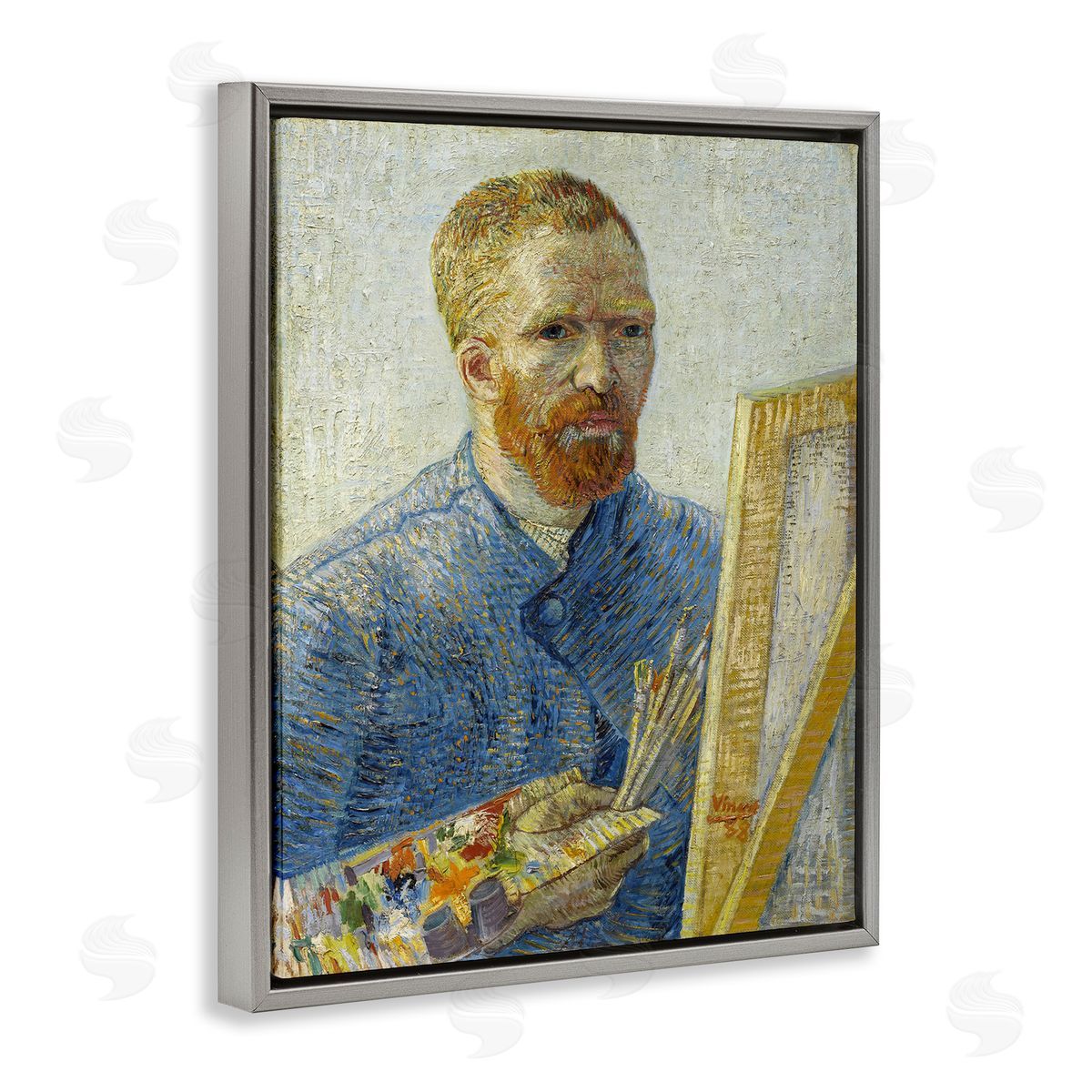 one1000paintings Van Gogh Painter Self Portrait Gray Floating Frame Canvas Wall Art Print