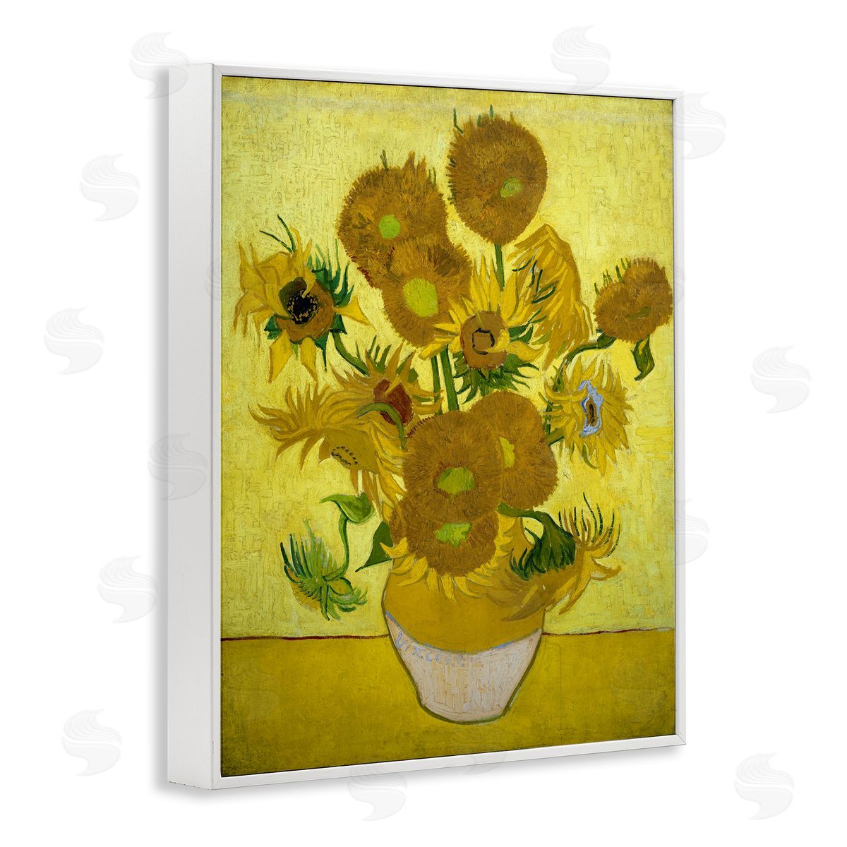 one1000paintings Van Gogh Yellow Sunflowers White Framed Giclee Wall Art Print