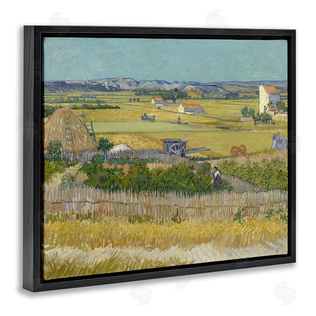 one1000paintings Van Gogh The Harvest Landscape Black Floating Frame Canvas Wall Art Print