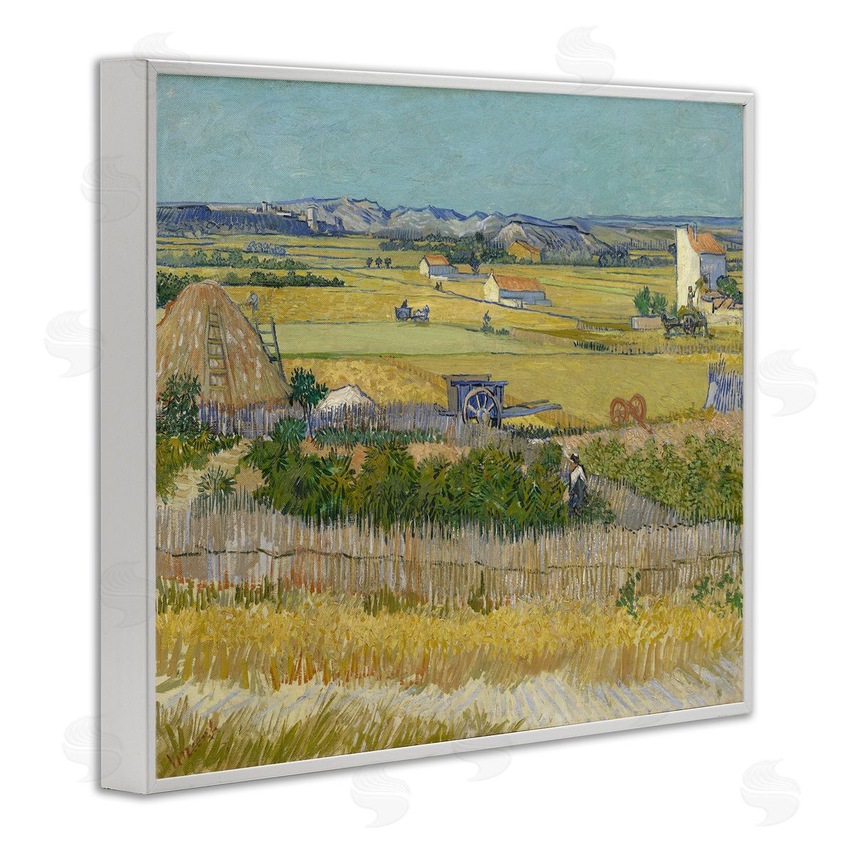 one1000paintings Van Gogh The Harvest Landscape White Framed Giclee Wall Art Print