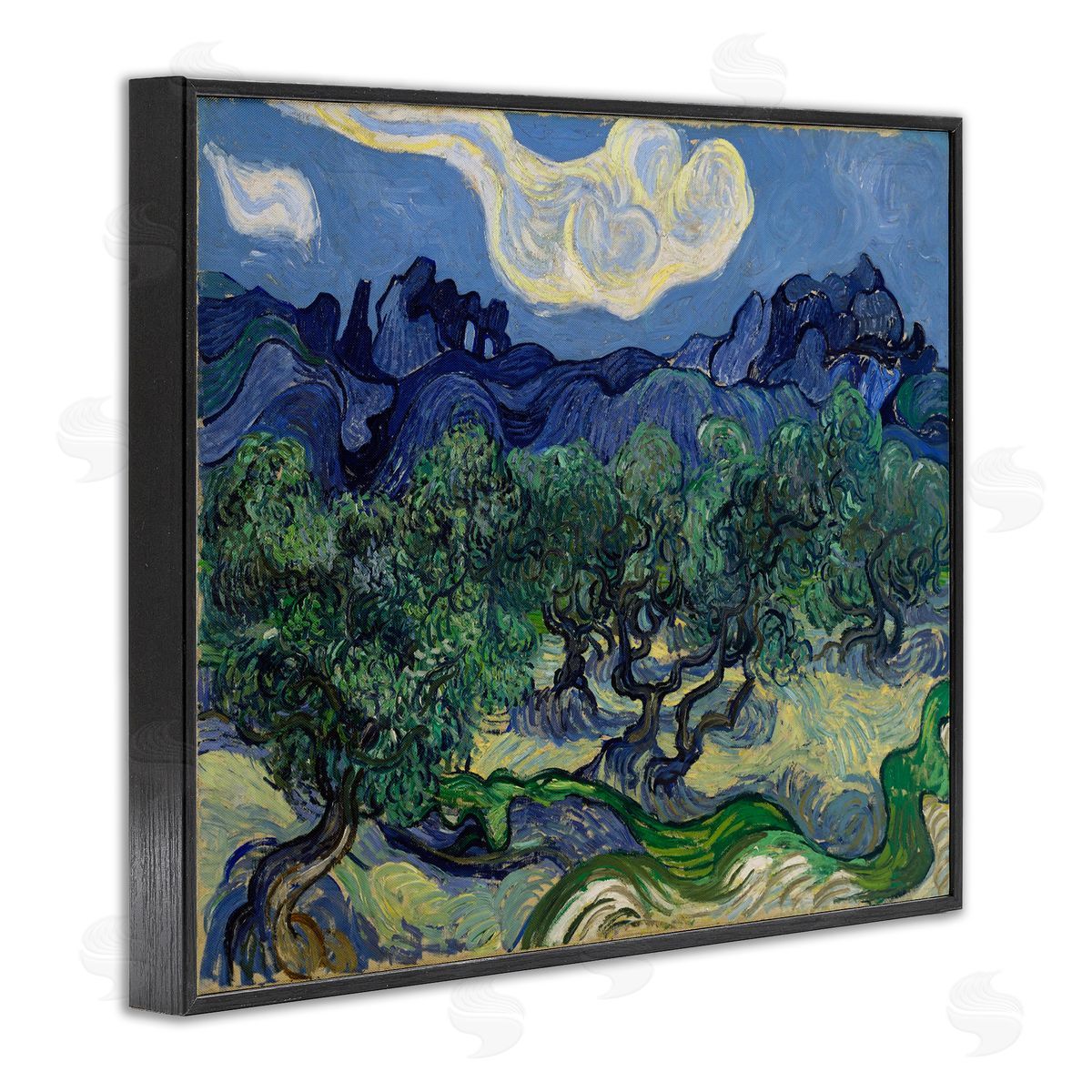 one1000paintings Van Gogh Olive Trees Landscape Black Framed Giclee Wall Art Print