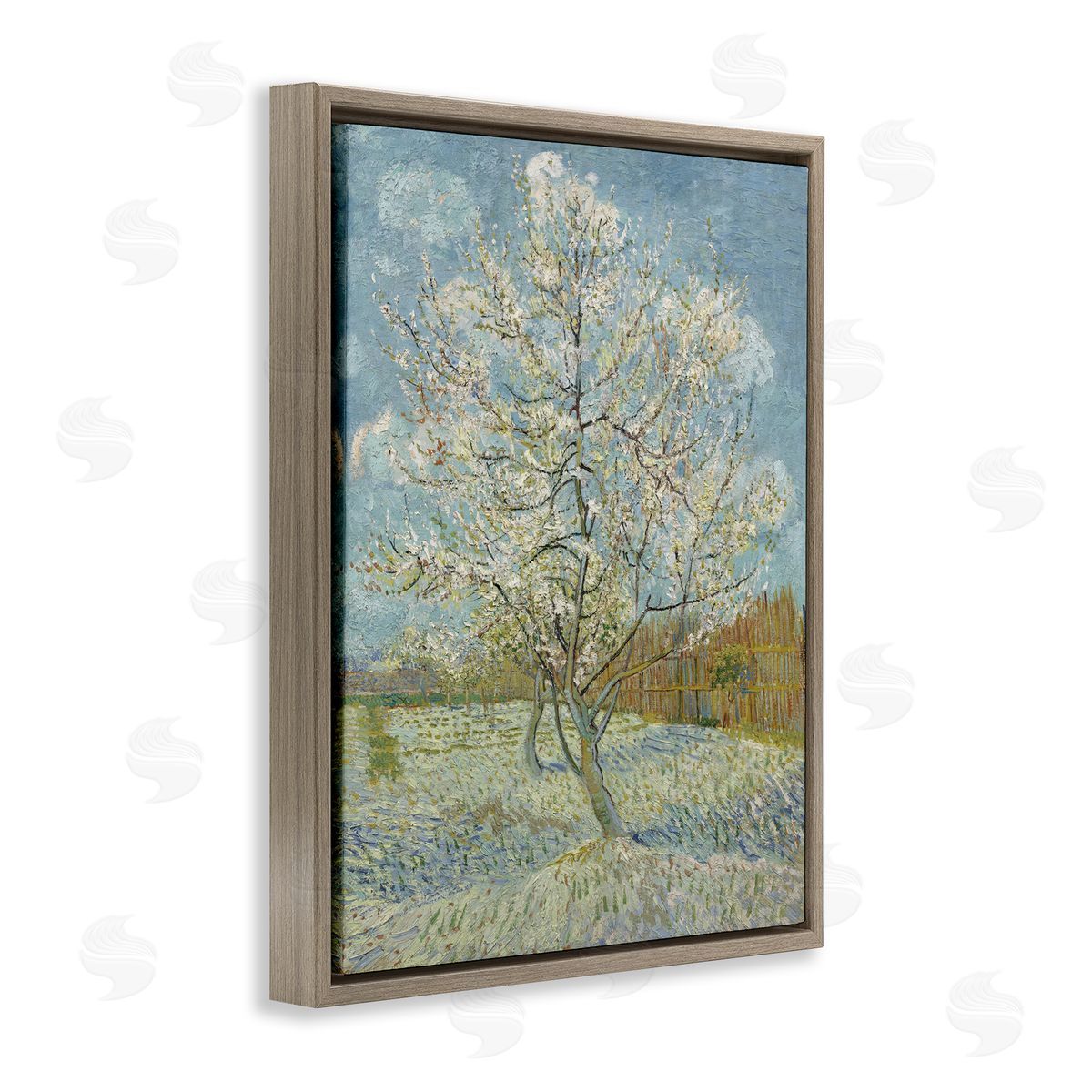 one1000paintings Van Gogh Pink Peach Tree Brown Floating Frame Canvas Wall Art Print