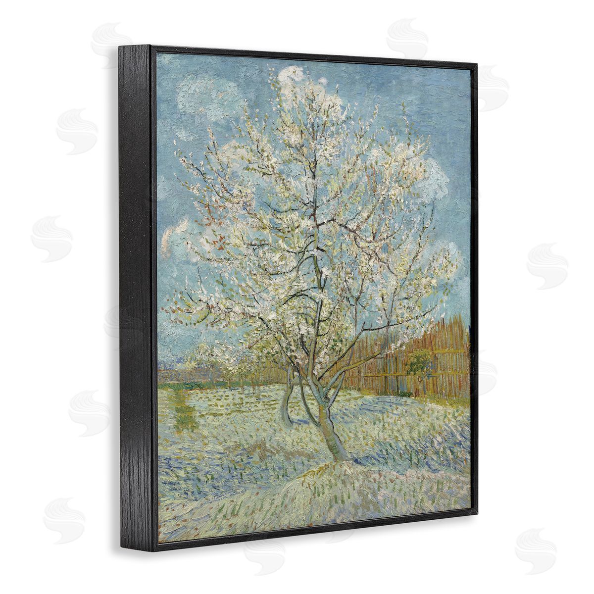 one1000paintings Van Gogh Pink Peach Tree Black Framed Giclee Wall Art Print