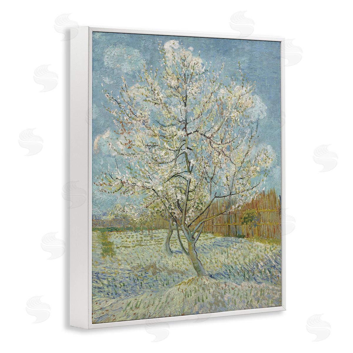 one1000paintings Van Gogh Pink Peach Tree White Framed Giclee Wall Art Print