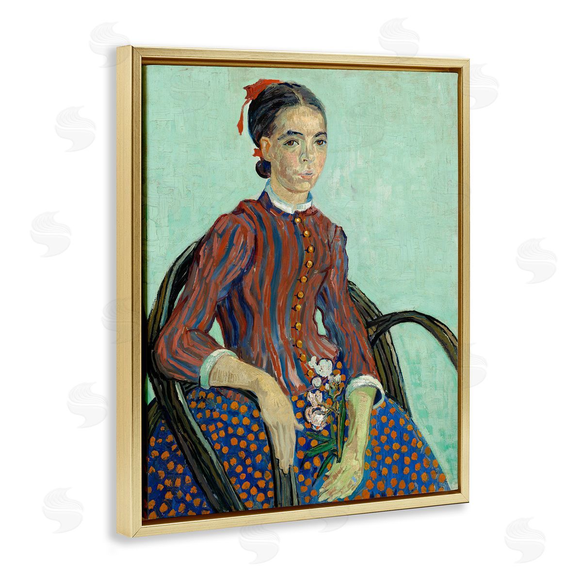one1000paintings Van Gogh Lady Mousme Gold Floating Frame Canvas Wall Art Print