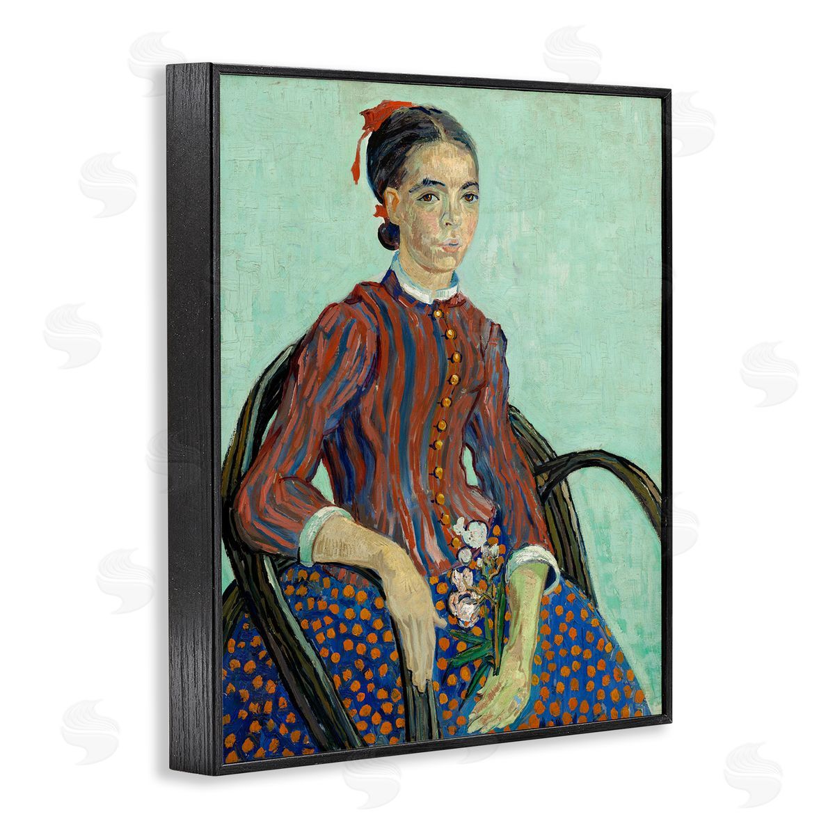 one1000paintings Van Gogh Lady Mousme Black Framed Giclee Wall Art Print