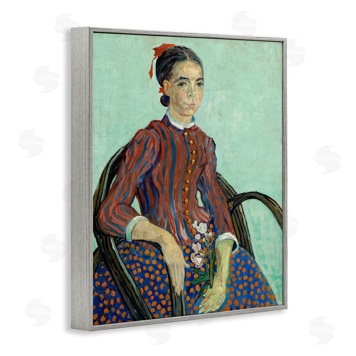 one1000paintings Van Gogh Lady Mousme Gray Framed Giclee Wall Art Print