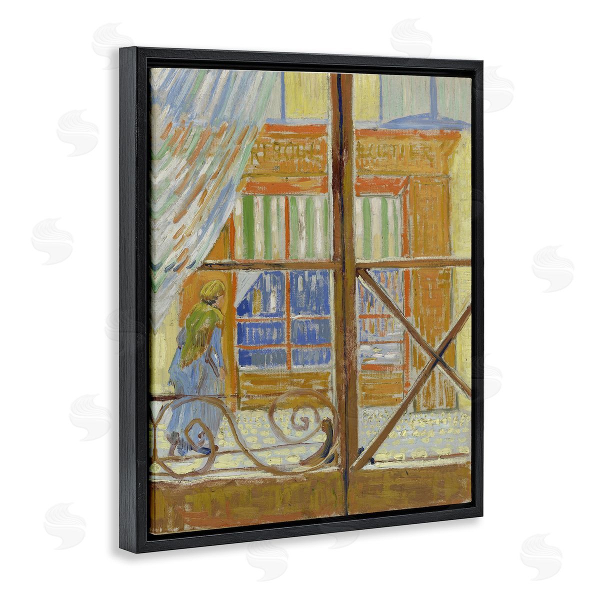 one1000paintings Van Gogh View of Butcher's Shop Black Floating Frame Canvas Wall Art Print