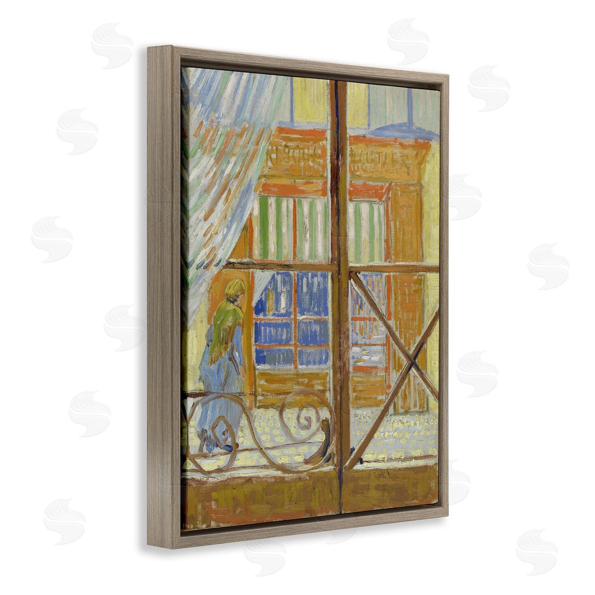 one1000paintings Van Gogh View of Butcher's Shop Brown Floating Frame Canvas Wall Art Print