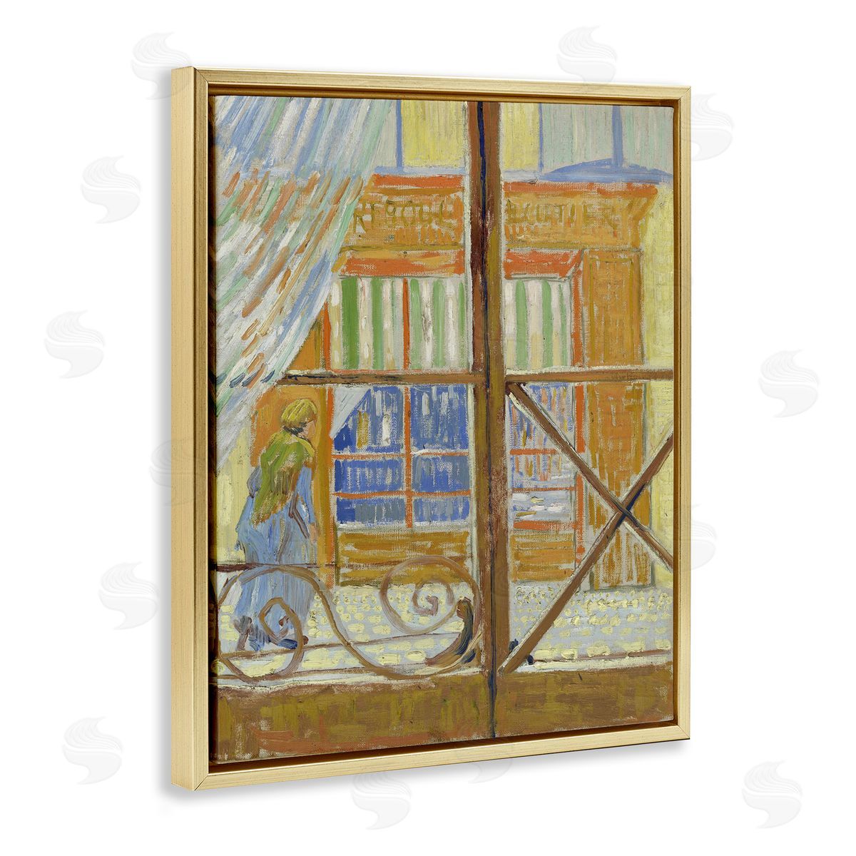 one1000paintings Van Gogh View of Butcher's Shop Gold Floating Frame Canvas Wall Art Print