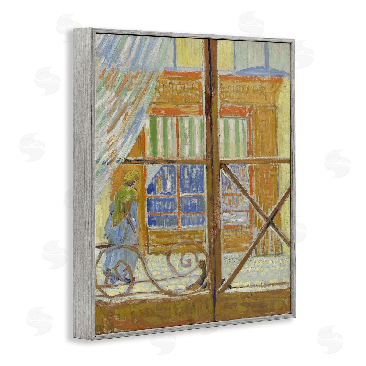 one1000paintings Van Gogh View of Butcher's Shop Gray Framed Giclee Wall Art Print
