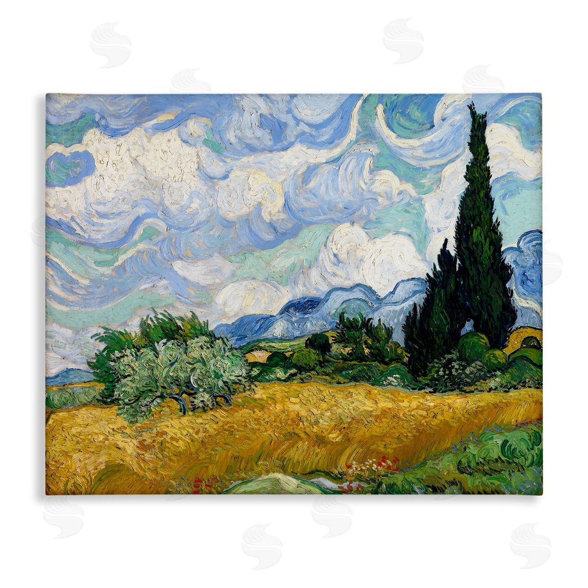 one1000paintings Classical Wheat Field with Cypresses Canvas Wall Art Print