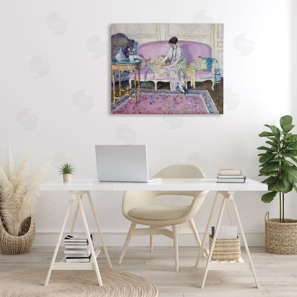 one1000paintings Classical Woman on Sofa Canvas Wall Art Print in Room