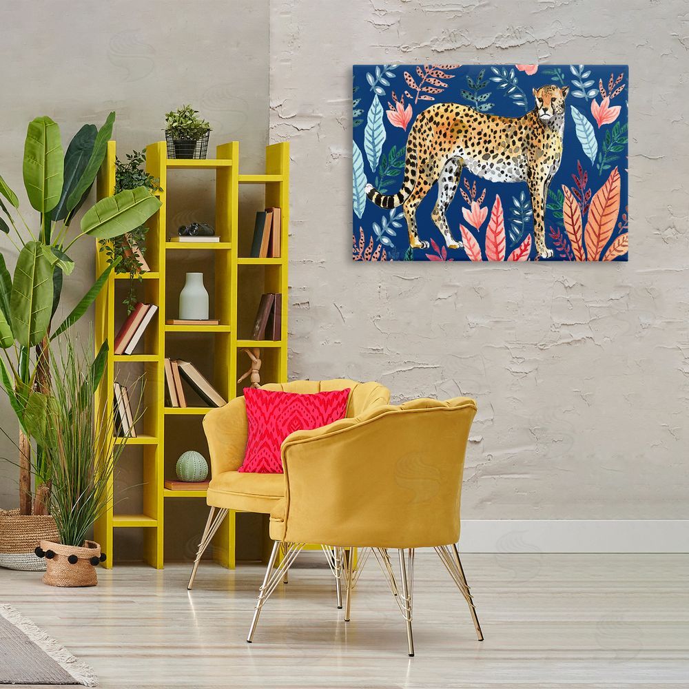 Elena Vladykina Jungle Plants & Cheetah Canvas Wall Art Print in Room