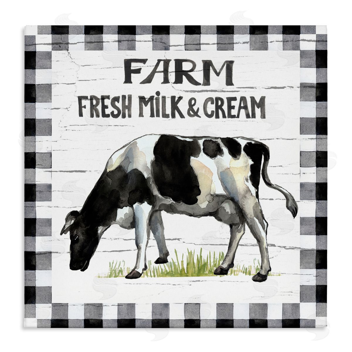 Elena Vladykina Spring Cow with Border Canvas Wall Art Print