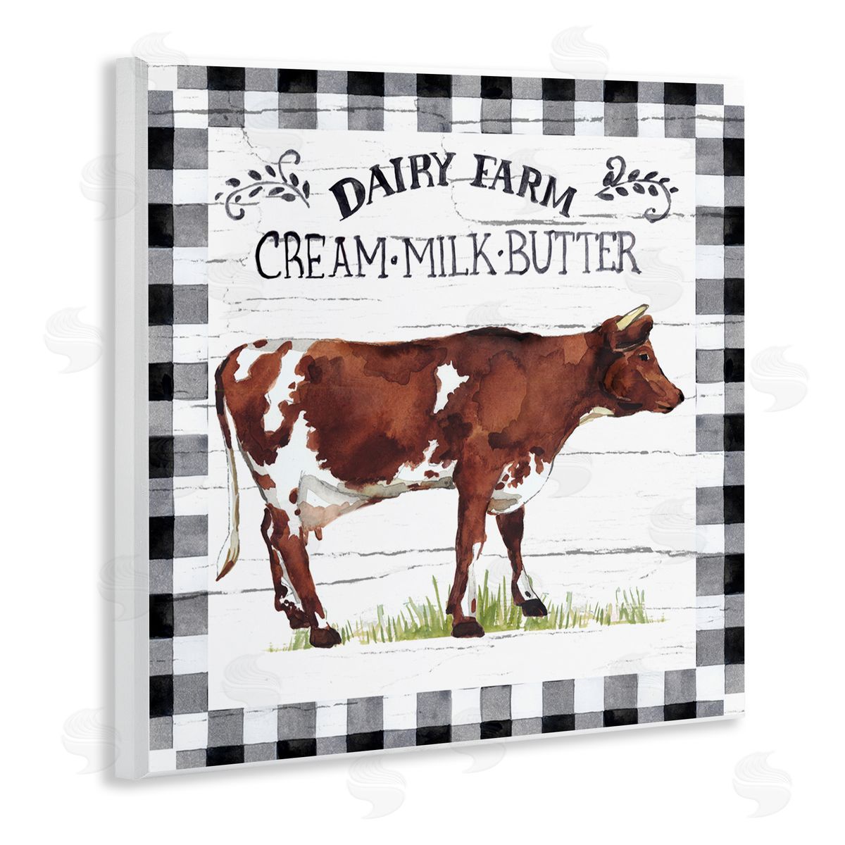 Elena Vladykina Rustic Spring Cow Wooden Wall Plaque Art Print