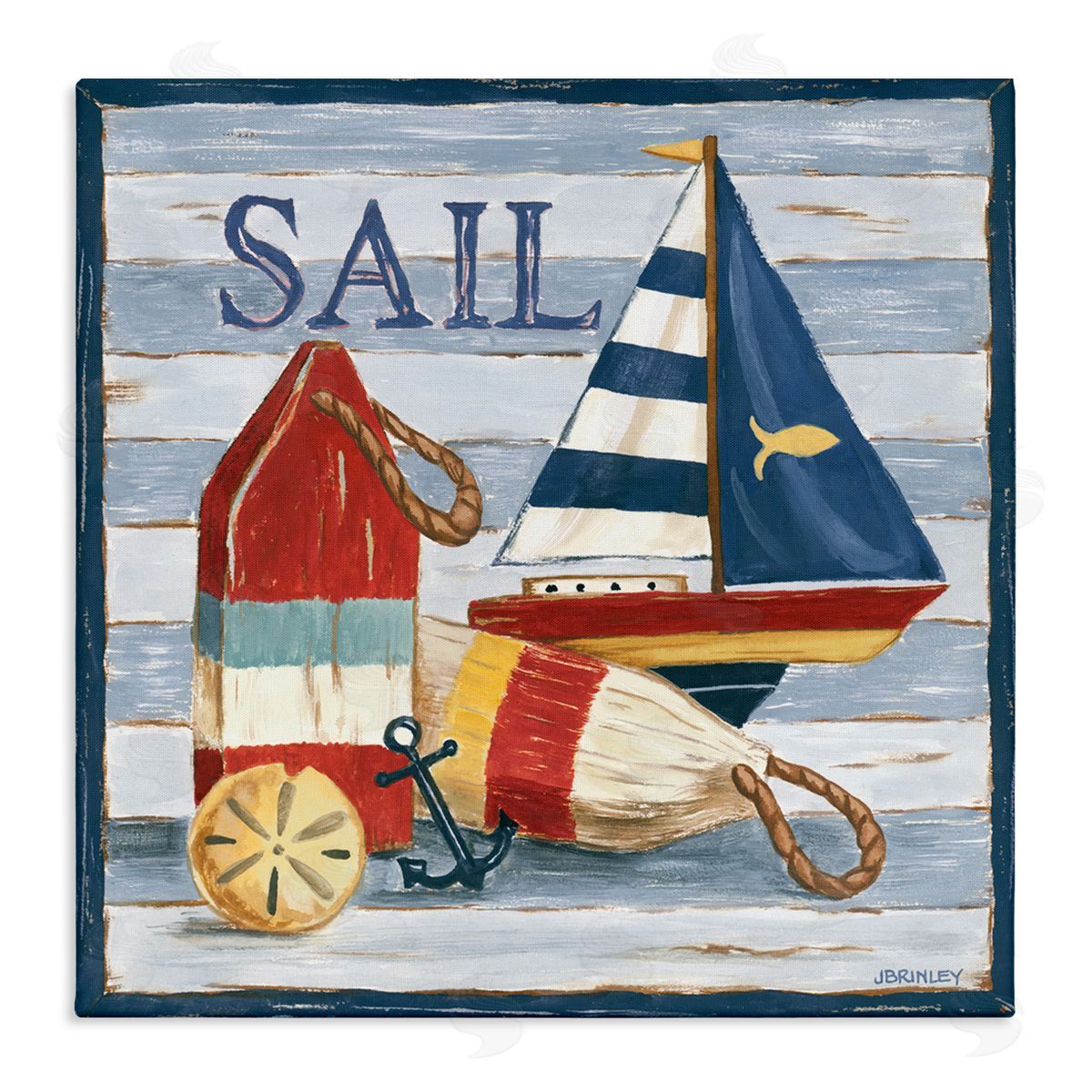 Jennifer Brinley rep. Levison Designs Sail Boat & Buoys Canvas Wall Art Print