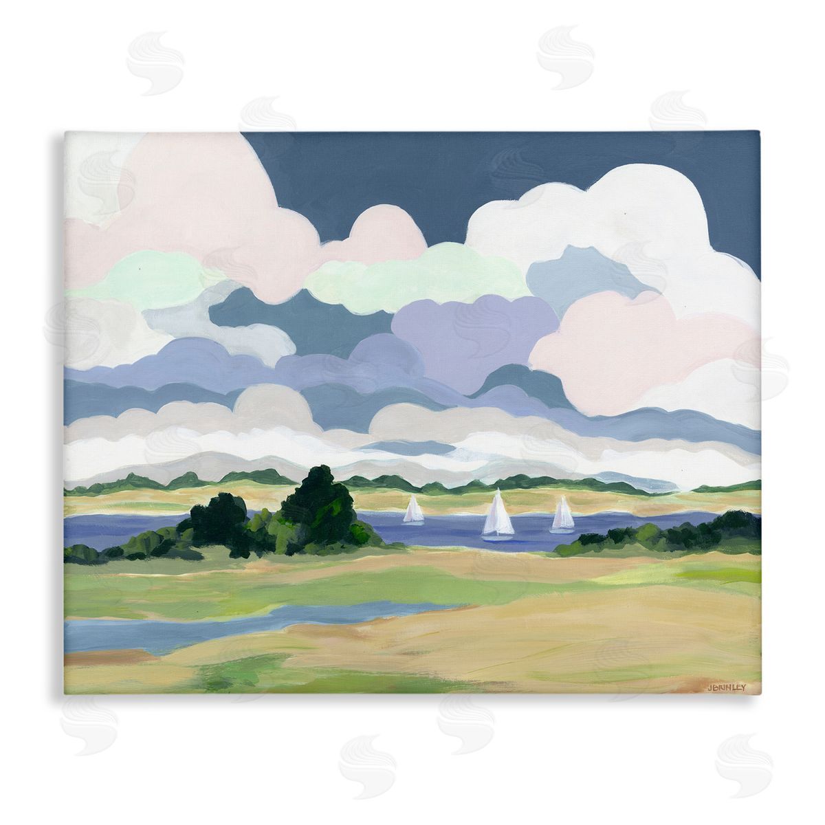 Jennifer Brinley rep. Levison Designs Billowing Clouds Countryside Canvas Wall Art Print