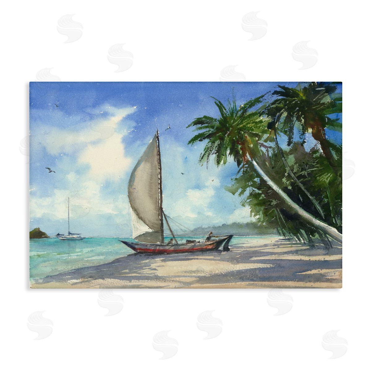 Geoff Allen High & Dry Boat on Shore Canvas Wall Art Print
