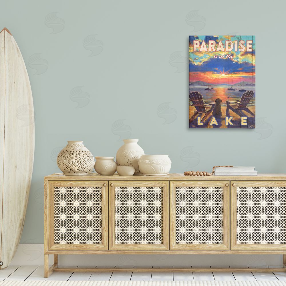 Geoff Allen Paradise At Lake Landscape Canvas Wall Art Print in Room