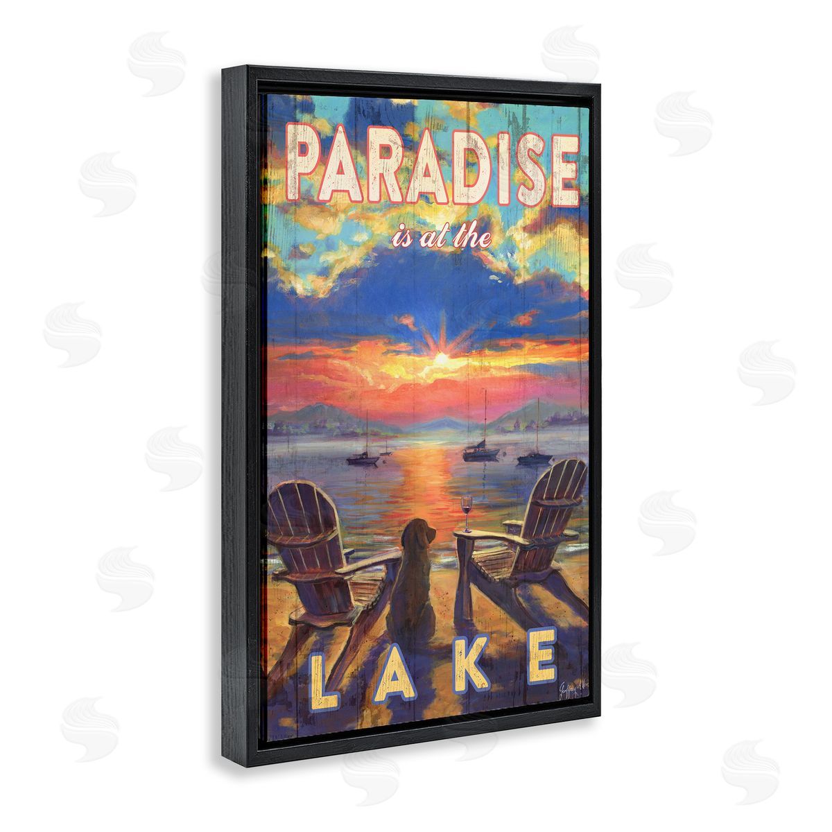 Geoff Allen Paradise At Lake Landscape Black Floating Frame Canvas Wall Art Print