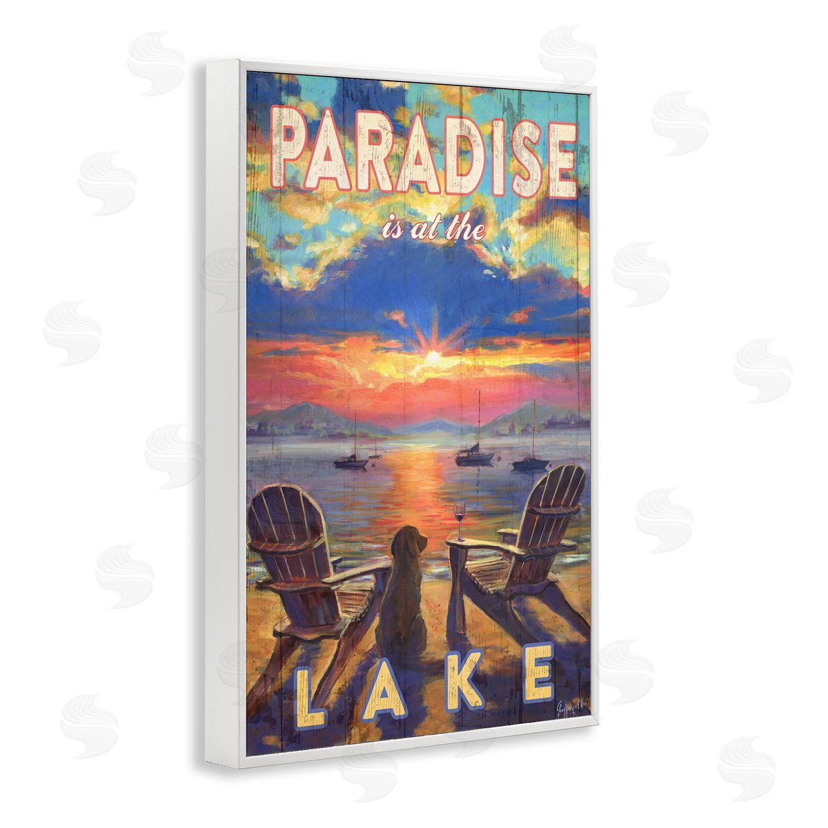 Geoff Allen Paradise At Lake Landscape White Framed Giclee Wall Art Print