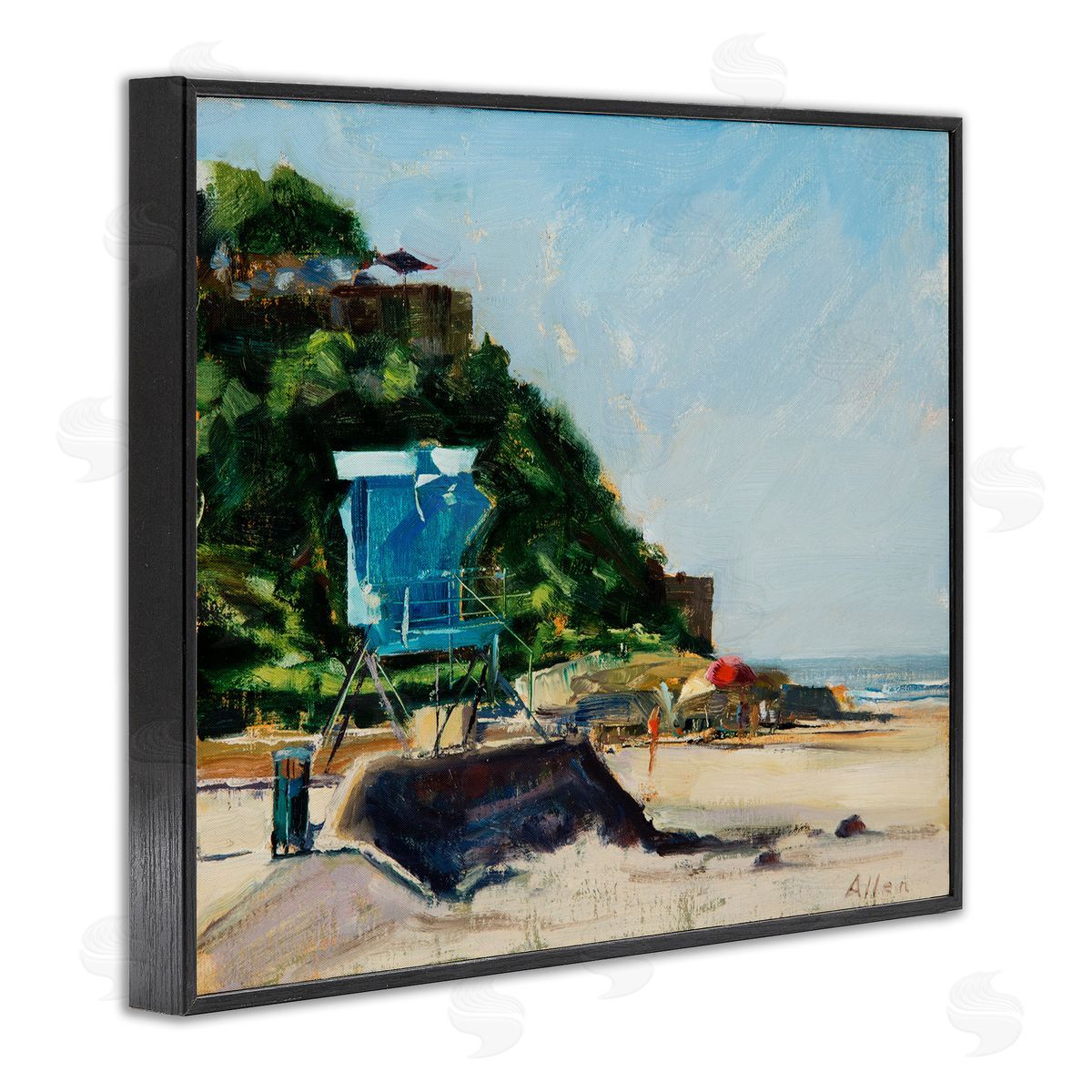 Geoff Allen Beach Guard Tower Black Framed Giclee Wall Art Print