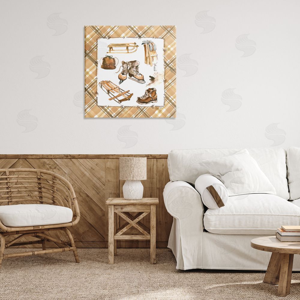 Geoff Allen Plaid Winter Sports Canvas Wall Art Print in Room