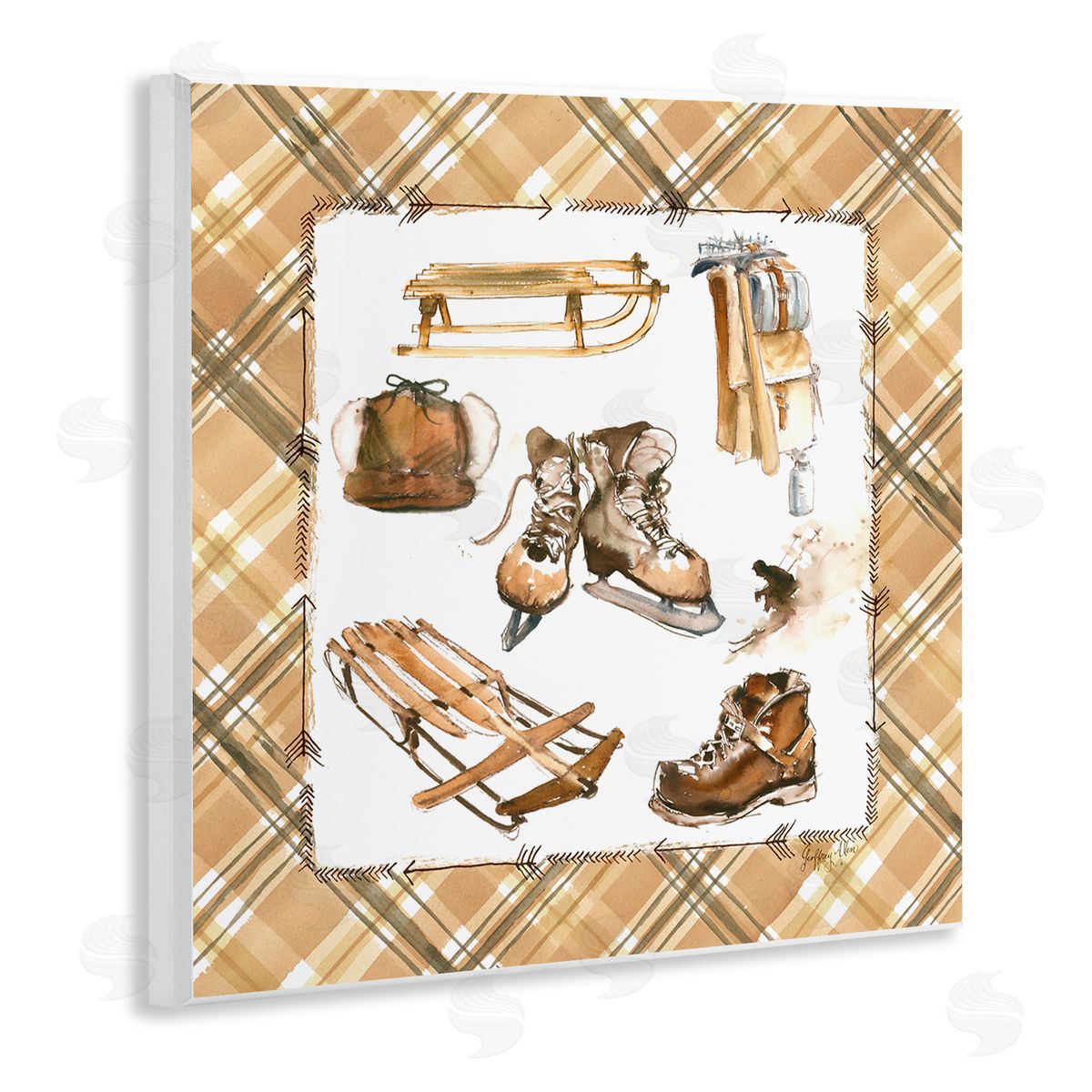 Geoff Allen Plaid Winter Sports Wooden Wall Plaque Art Print